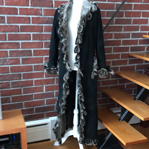 ❤️SOLD❤️Denimax Shearling Long Coat Loops Details Size L - Picture 2 of 16